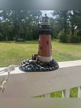 Vintage Lefton Red and White Lighthouse Table Accent